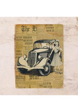 Жестяная табличка Девушка и автомобиль
