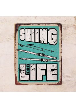 Жестяная табличка Skiing for Life Жестяная табличка Skiing for Life